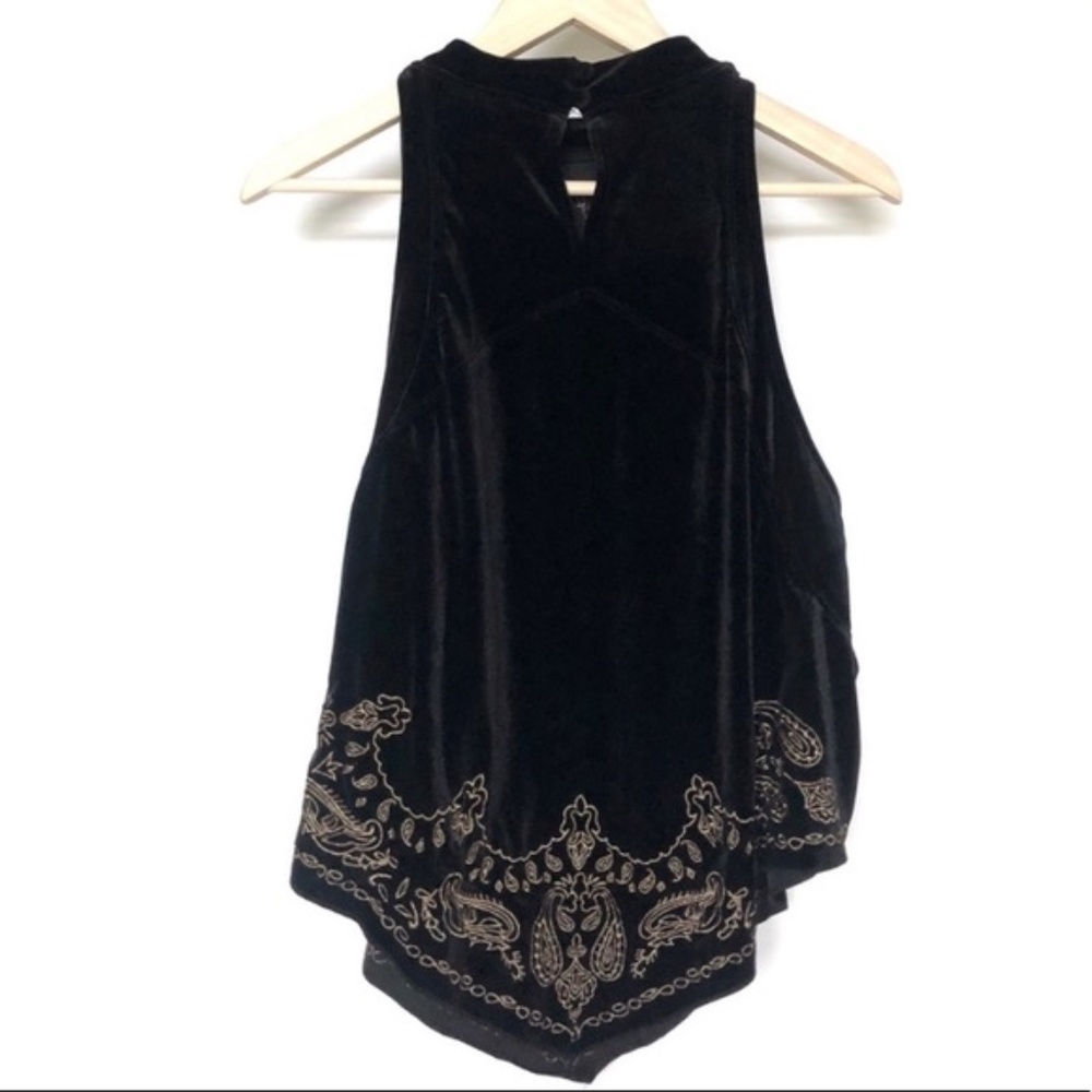 Free People Bandana Bling Black Velvet Top - Picture 5 of 6